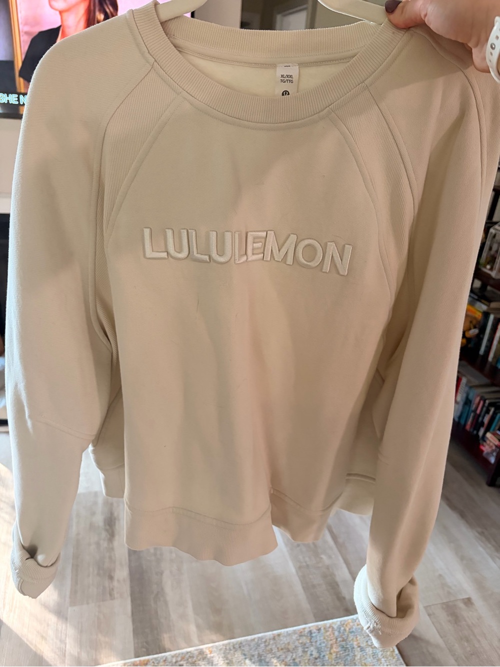 lululemon athletica Cream Embroidered Logo Crewneck Sweatshirt